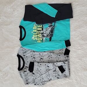 Carter's Space Themed Cotton Pajamas 2 Pairs Teal Black Gray Boys Size 12 NWOT